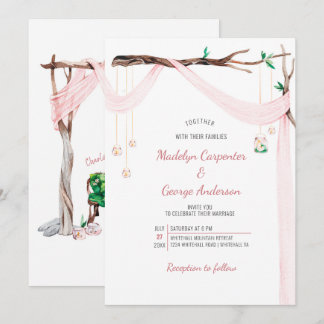 Eclectic Romance - Pink Drape Mason Jar Lights Invitation