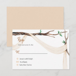 Eclectic Romance Tree Branch Beige Gauze RSVP Card