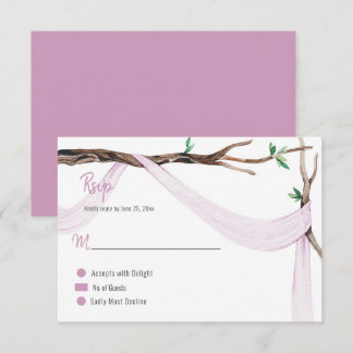 Eclectic Romance Tree Branch Lilac Gauze RSVP Card