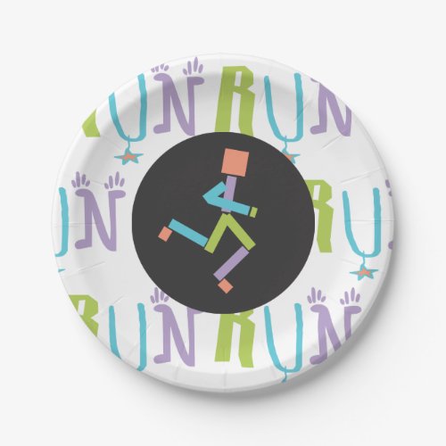 Eclectic RUN Runner Colorful Paper Plates