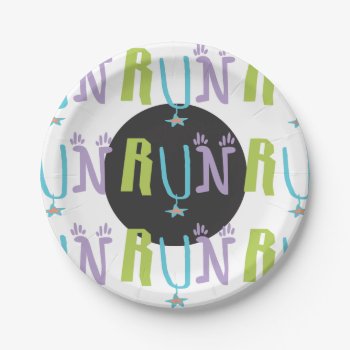 Eclectic Run | Runner Themed Paper Plate by BiskerVille at Zazzle