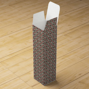 Eclectic Rustic Grungy Muted Christmas Pattern Wine Box