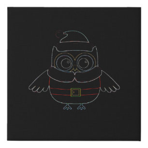 Eclectic Santa Owl Faux Canvas Print