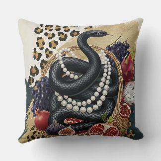 Eclectic Snake with Pearls Throw Pillow, Chic Maxi Pillow
