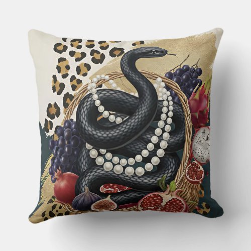 Eclectic Snake with Pearls Throw Pillow, Chic Maxi Pillow