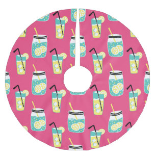 Eclectic summer elements, vintage seamless backgro brushed polyester tree skirt