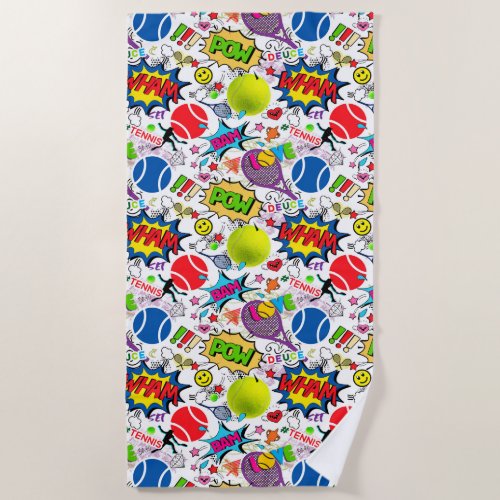 Eclectic tennis pattern  Beach Towel