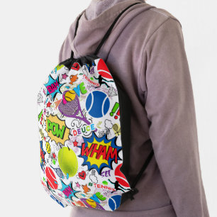 😍🤩Eclectic tennis🎾 pattern   Drawstring Bag