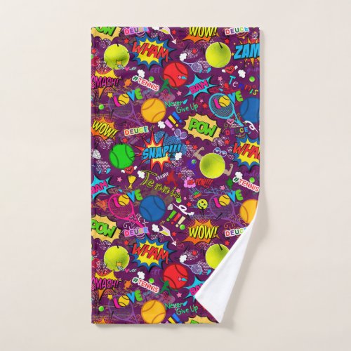 Eclectic tennis pattern purple Hand Towel