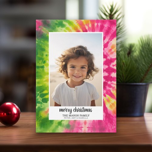 Eclectic Tie Dye _ Christmas Photo Colorful Bright Holiday Card