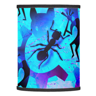 Eclectic Tribal Art Symbols in Aqua Background Lamp Shade