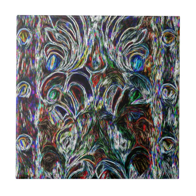 Eclectic Vintage Stained Glass Ceramic Tile (Front)