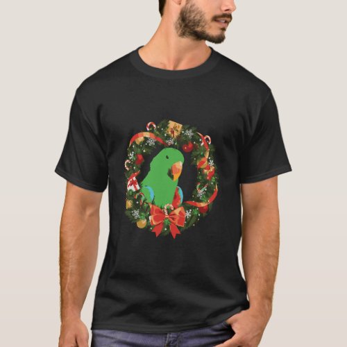 Eclectus Parrot Christmas Wreath T_Shirt