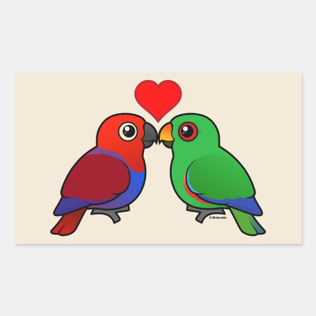 Eclectus Parrots in Love Rectangular Sticker (Front)