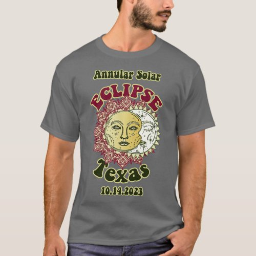 Eclipse 2023 Solar Annular 70s Retro Texas Astrono T_Shirt