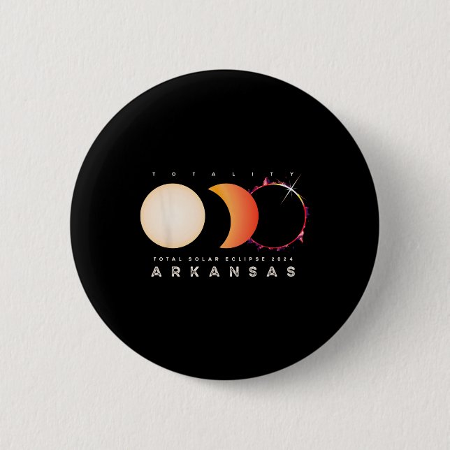 Eclipse 2024 Arkansas Total Eclipse Astronomy Grap Button (Front)