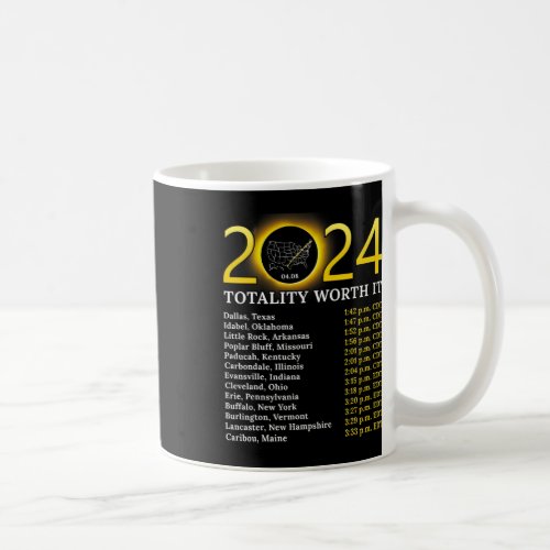 Eclipse 2024 Funny Totality Worth It Total Usa Map Coffee Mug