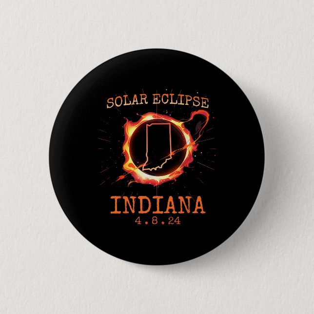 Eclipse 2024 Indiana State Totality Usa Path Souve Button (Front)