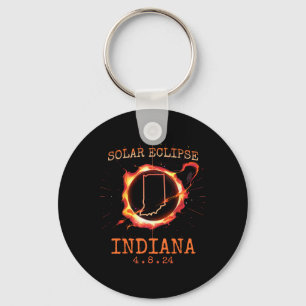 Eclipse 2024 Indiana State Totality Usa Path Souve Keychain