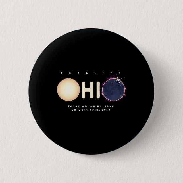 Eclipse 2024 Ohio Total Eclipse Astronomy Graphic  Button (Front)