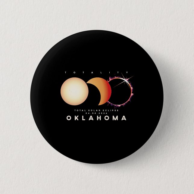 Eclipse 2024 Oklahoma Total Eclipse Astronomy Grap Button (Front)