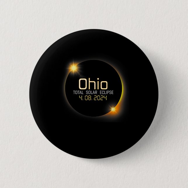 Eclipse 2024 Shirt State Ohio Total Solar Eclipse  Button (Front)