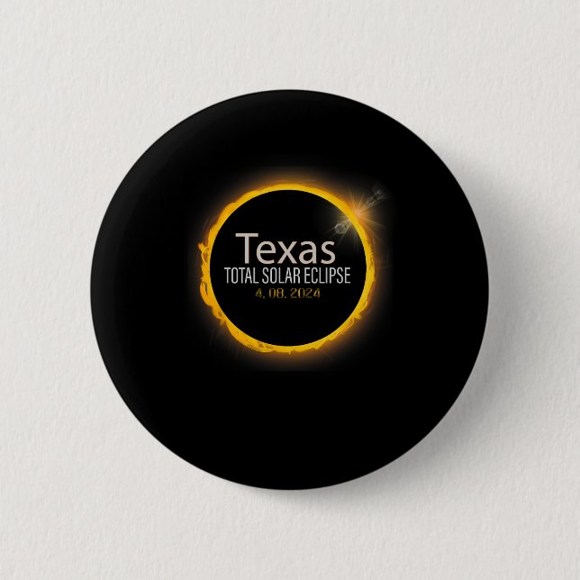 Eclipse 2024 Shirt Total Solar Eclipse State Texas Button (Front)