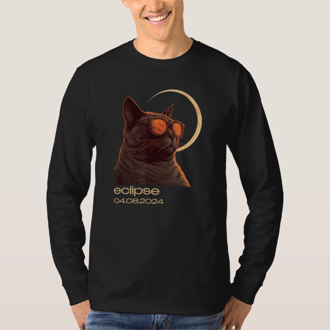 Eclipse April 8 2024 Total Annular Eclipse Cat Fan T-Shirt (Front)