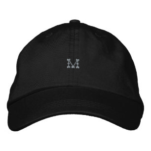 Eclipse Black M Alphabet Printed-Hat Urban Style Embroidered Baseball Cap