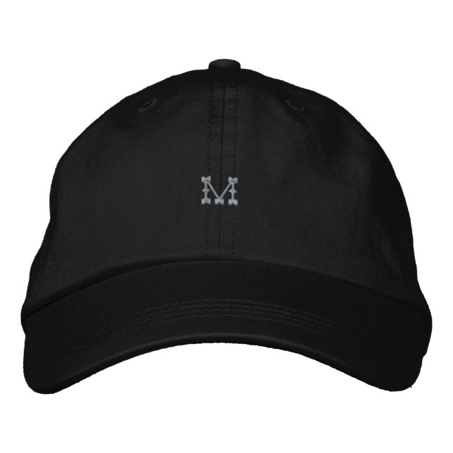 Eclipse Black M Alphabet Printed-Hat Urban Style  Embroidered Baseball Cap (Front)