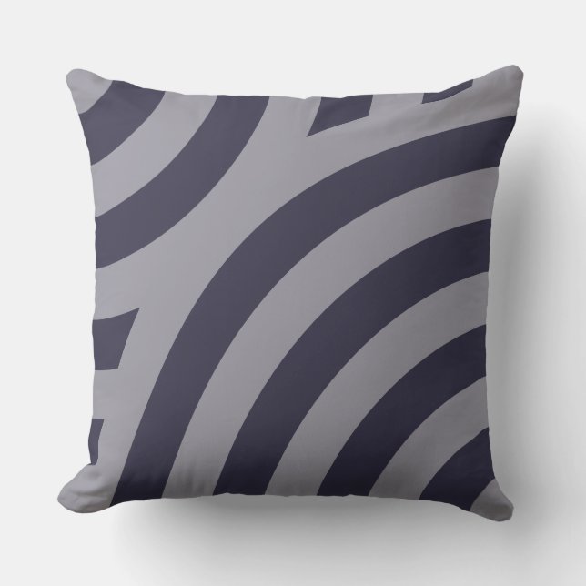 Eclipse Blue Geometric Circular Pattern Throw Pillow (Front)