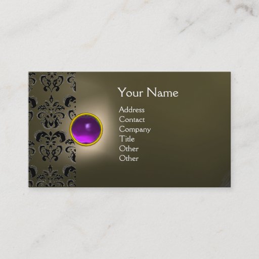 Customizable ECLIPSE DAMASK GEM  MONOGRAM BUSINESS CARDS