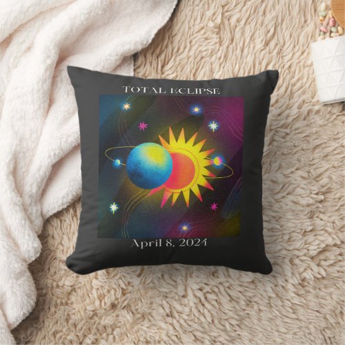 Eclipse Flare 040824 Total Solar Eclipse USA Throw Pillow