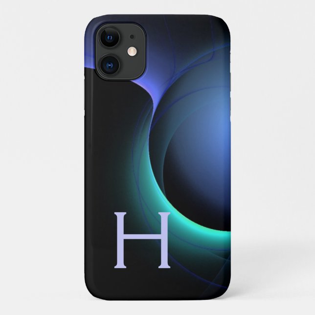ECLIPSE MONOGRAM Vibrant black blue Case-Mate iPhone Case (Back)