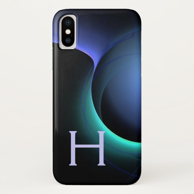 ECLIPSE MONOGRAM Vibrant black blue Case-Mate iPhone Case (Back)