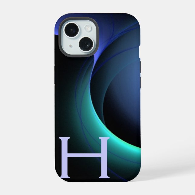 ECLIPSE MONOGRAM Vibrant black blue Iphone Case (Back)