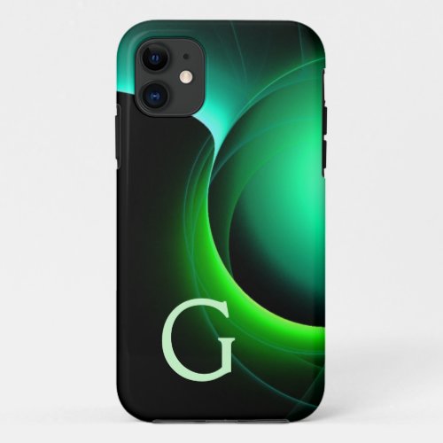 ECLIPSE MONOGRAM Vibrant black green iPhone 11 Case