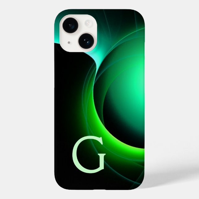 ECLIPSE MONOGRAM Vibrant black green Case-Mate iPhone Case (Back)