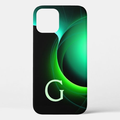 ECLIPSE MONOGRAM Vibrant black green iPhone 12 Case