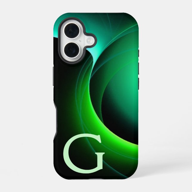 ECLIPSE MONOGRAM Vibrant black green Iphone Case (Back)