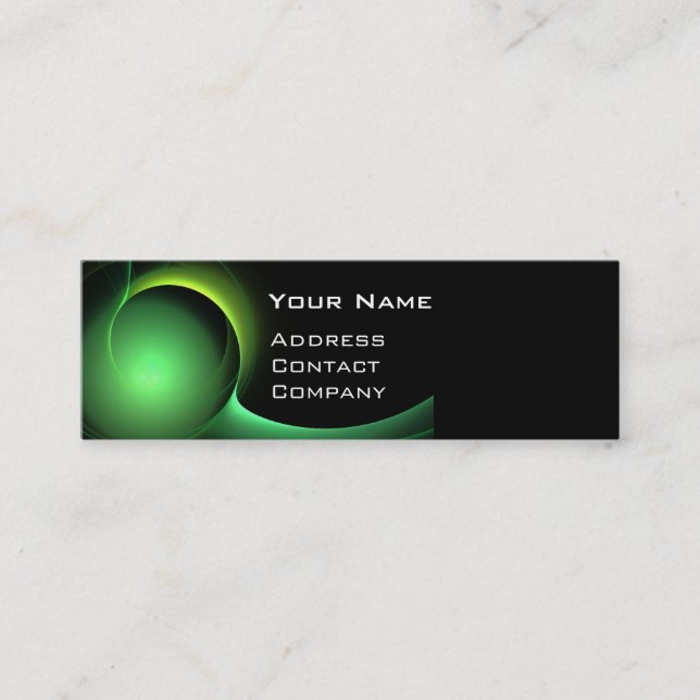 ECLIPSE MONOGRAM Vibrant black green Mini Business Card (Front)