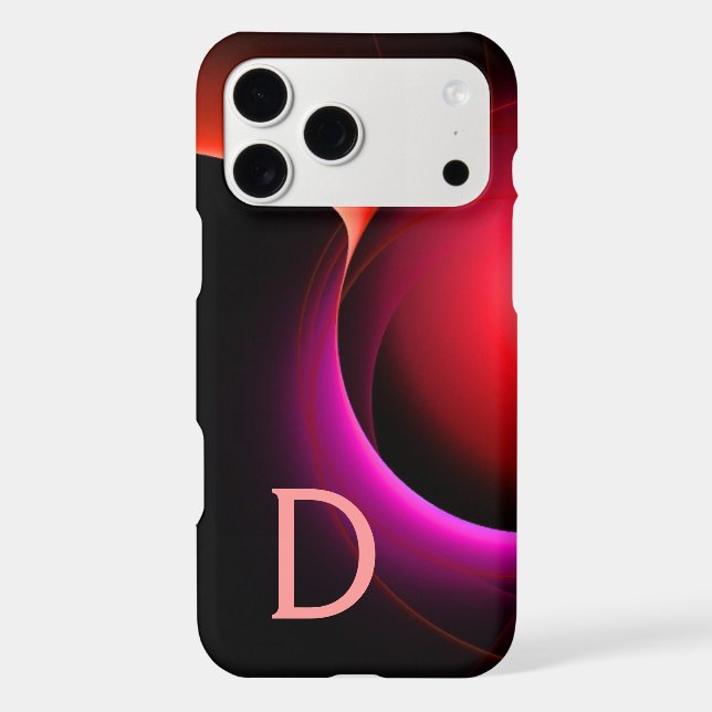 ECLIPSE MONOGRAM Vibrant black red pink Iphone Case (Back)