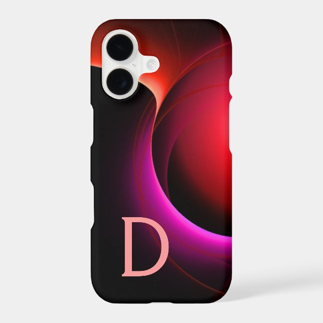 ECLIPSE MONOGRAM Vibrant black violet pink Iphone Case (Back)