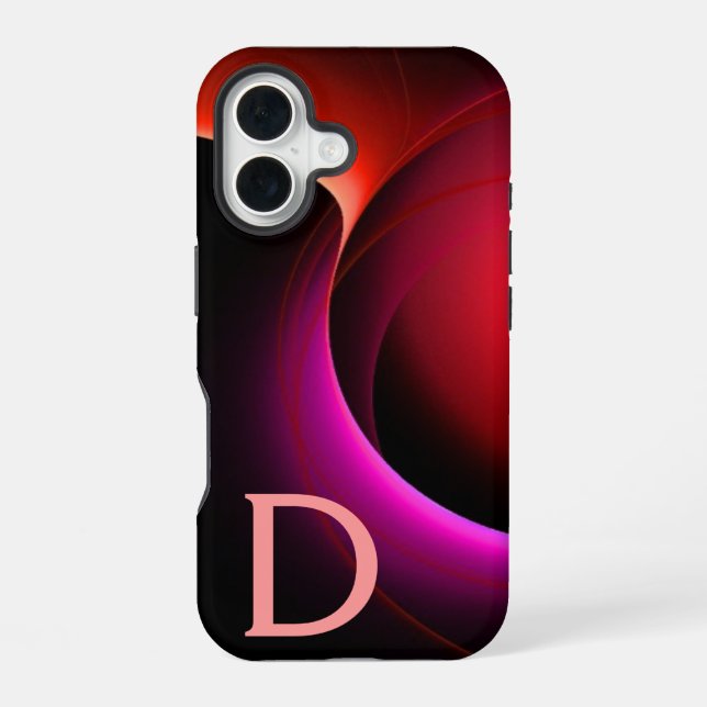 ECLIPSE MONOGRAM Vibrant black violet pink Iphone Case (Back)