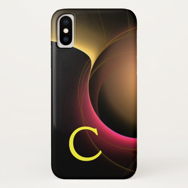 ECLIPSE MONOGRAM Vibrant black yellow Case-Mate iPhone Case (Back)