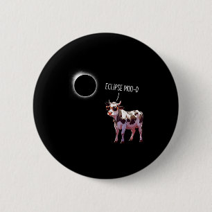 Eclipse Moo-d Funny Cow Solar Eclipse Farmer Cowbo Button