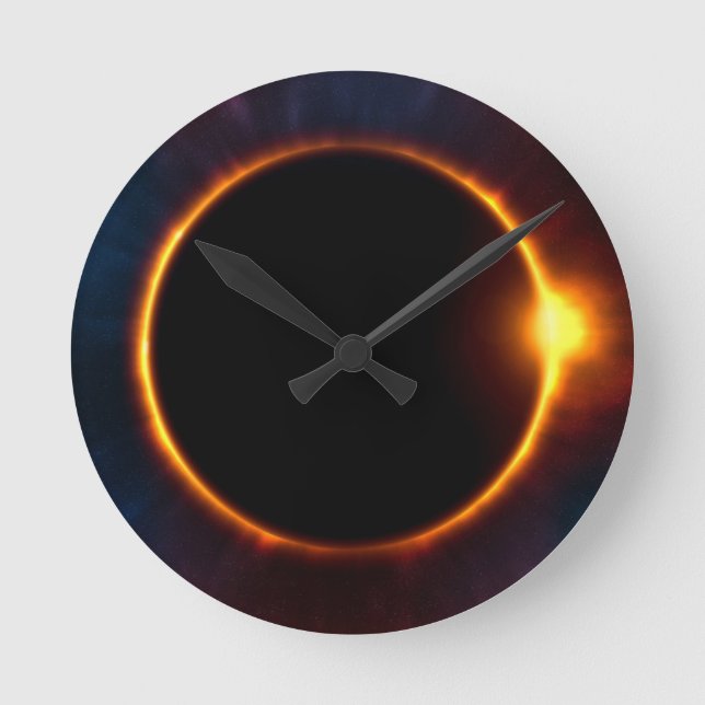 Eclipse Moon Sun Twilight Round Clock (Front)