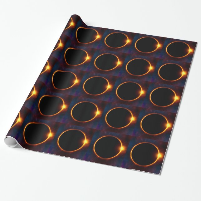 Eclipse Moon Sun Twilight Wrapping Paper (Unrolled)