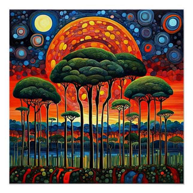 Eclipse over forest landscape poster (Front)