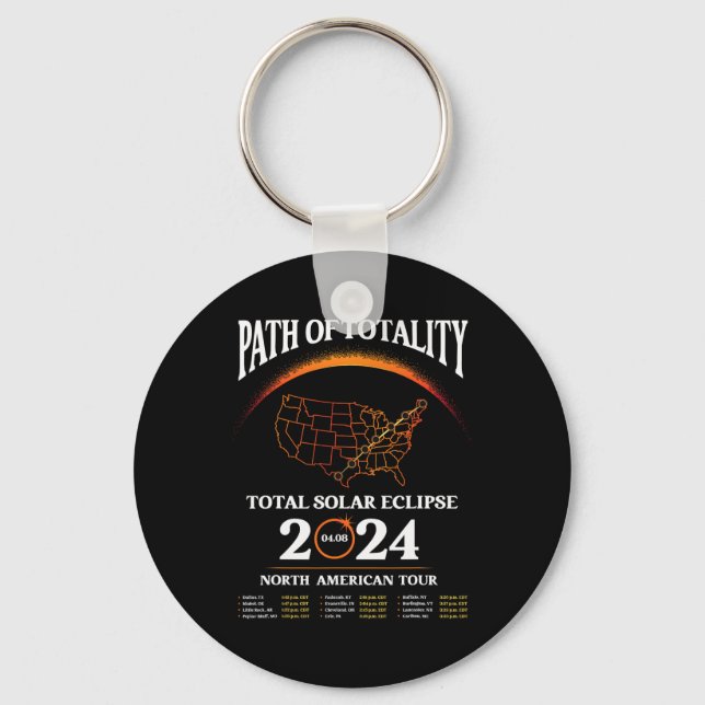 Eclipse Path Of Totality Solar Eclipse April 8 202 Keychain (Front)